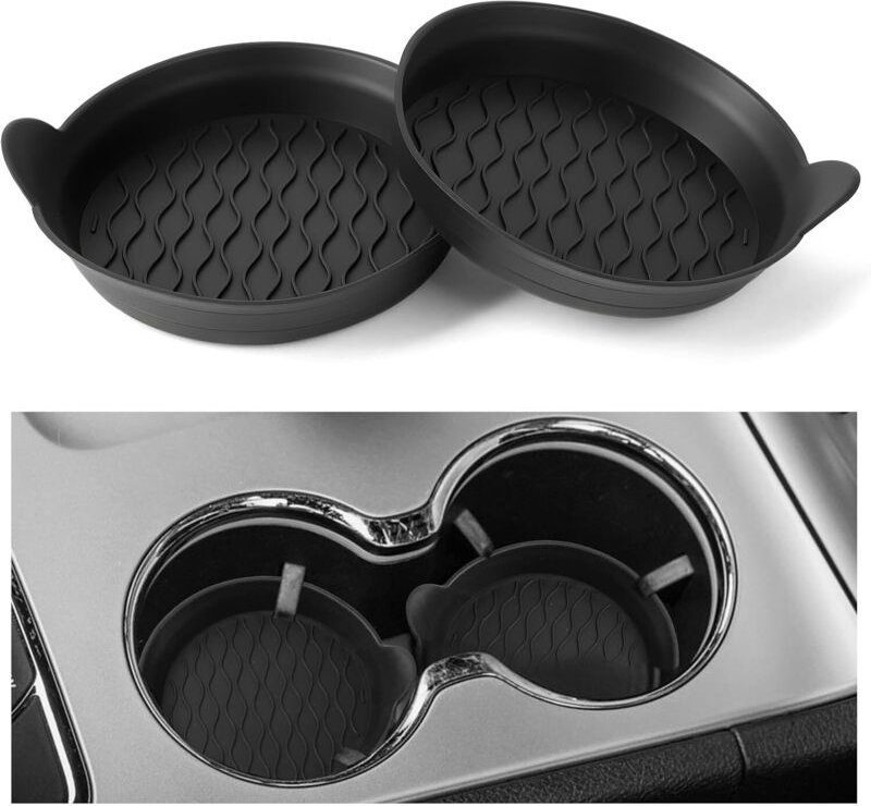 2 Stück Silikon-Antirutschmatten für Getränkehalter im Auto, 8,5 cm Universal-Getränkematten, Mehrzweckmatten, leicht zu...