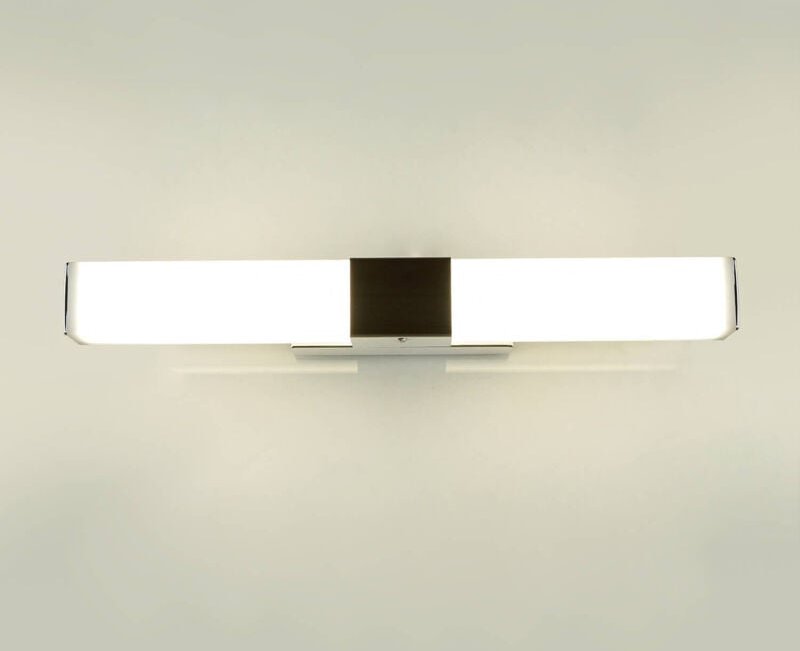 Led Spiegelleuchte Edelstahl 40 cm breit IP44 Chrom Weiß länglich 4100 k neutralweißes Licht 630 lm