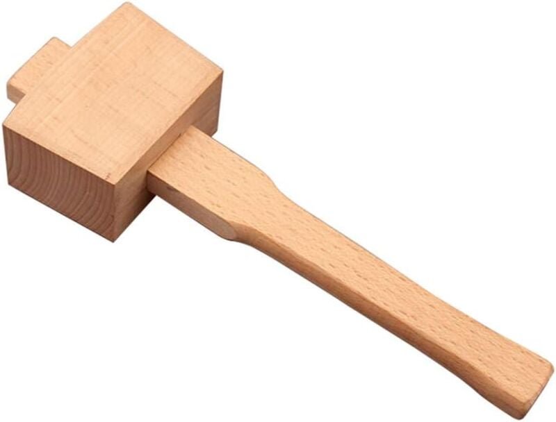 Holzhammer aus Buchenholz mit komfortablem Griff, abgewinkelte Schlagfläche, Holzbearbeitungshammer für Heimwerker, Zimm...