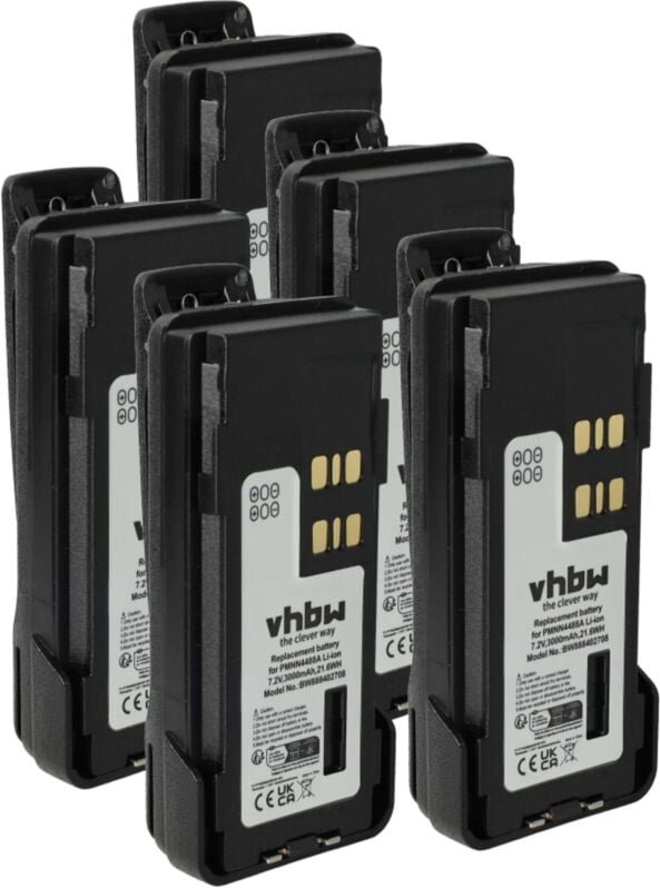 5x Akku kompatibel mit Motorola DP2400e, DP2000, DP2600, DP2400, DP2600E Funkgerät, Walkie Talkie (3000 mAh, 7,2 v, Li-I...