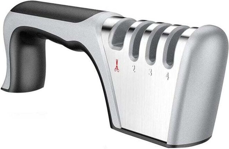 Küchenschärfstein, komfortabler Griff, Küchenhelfer, Scherenschärfer, Messerschärfer, Mehrzweckschärfer aus schwarzem Ed...