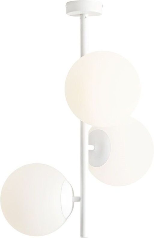 Deckenleuchte Metall Glas 46 cm breit Weiß E27 3-flammig Kugel Schirm Modern Deckenlampe