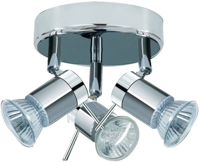 Searchlight Aries - 3 Licht verstellbarer Badezimmerdeckenstrahler Satin Silber, Chrom IP44, GU10