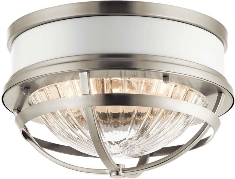 Elstead - Deckenleuchte Wohnzimmerlampe Deckenlampe Nickel Weiß Stahl d 30,5 cm