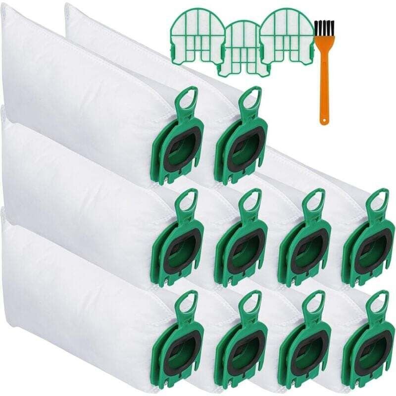 10 sacchetti per aspirapolvere Vorwerk Kobold VB100 con 3 filtri motore + 1 spazzola di pulizia, kit di sacchetti per as...