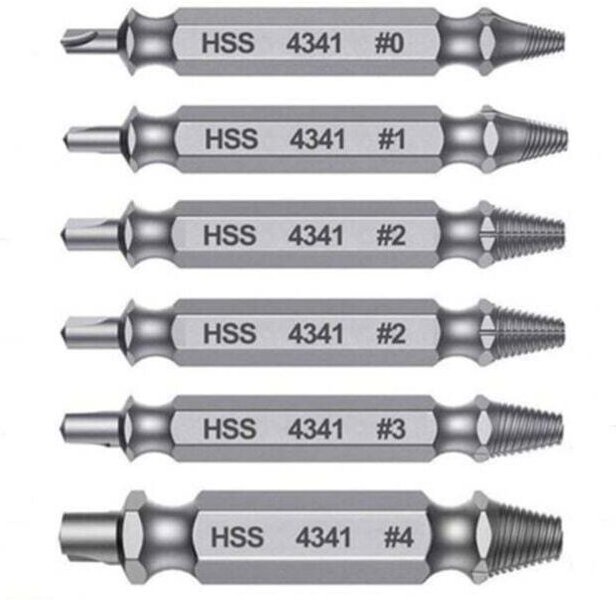 6-teiliges professionelles HSS 4341 Bolzen-/Schraubenausdreher-Set – Schraubenausdreher-Werkzeugsatz mit Linkshänder-Aus...