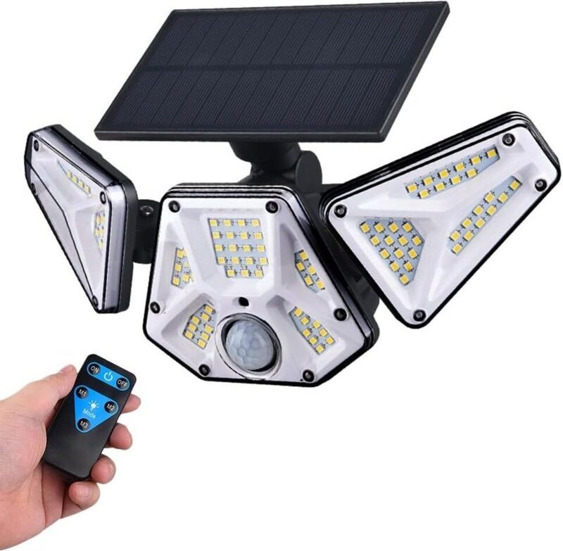Thumbnail - Solarleuchte für den Außenbereich mit Fernbedienung, 113 LEDs, wasserdicht, Solar-Sicherheitsleuchte für den Außenbereic...