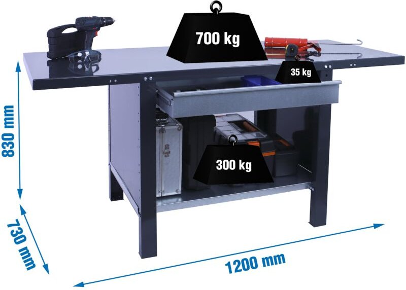 Simonrack Robuster Arbeitstisch Anthrazit 830x1200 mm
