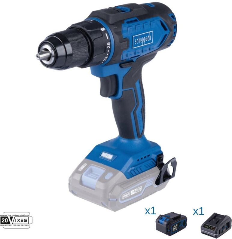 Akkuschrauber 20V Akku 4.0Ah und Ladegerat ixes Scheppach c-dd45-x