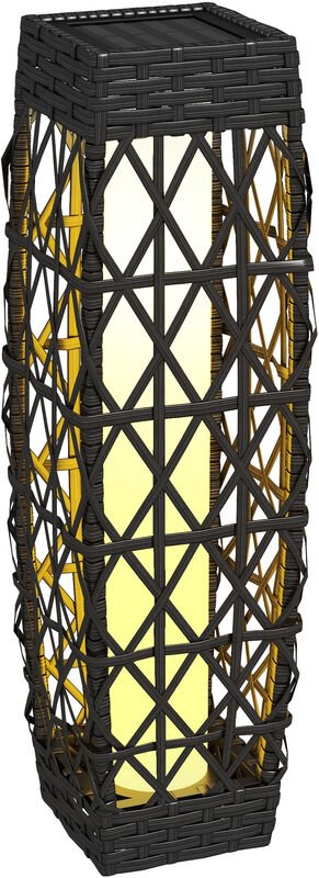 Outsunny Solarlampen Rattan mit Lichtsensor, Aufladbar LED Solarleuchte IP44 Wasserdichte Outdoor Lampe Anti-UV Solarlat...
