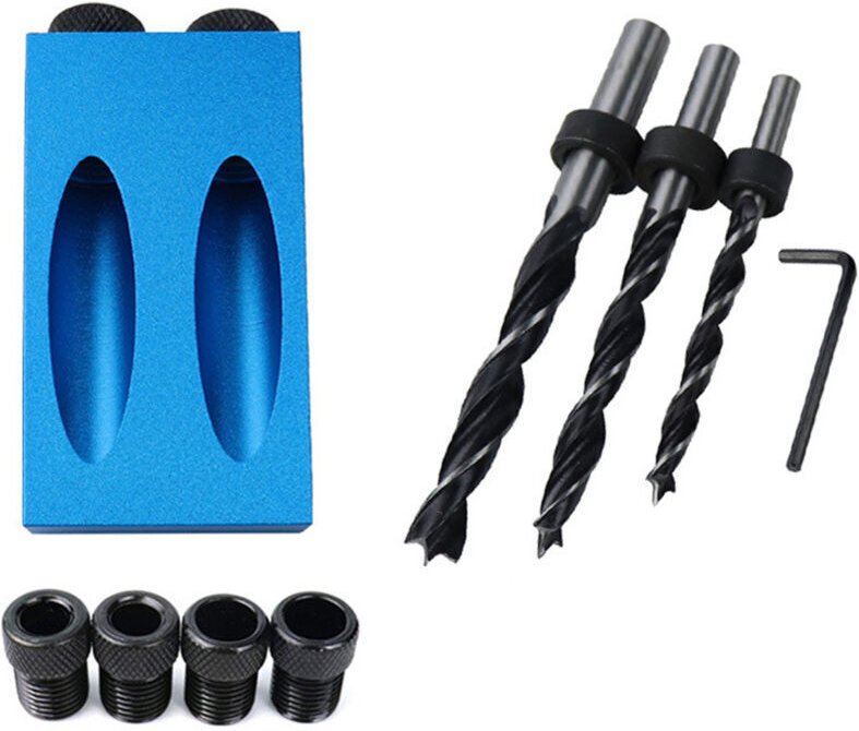 Taschenlochbohrlehren-Set, austauschbares Bohrführungssystem, 6/8/10-mm-Dübellehre, Winkelbohrloch-Positionierer, Holzbe...