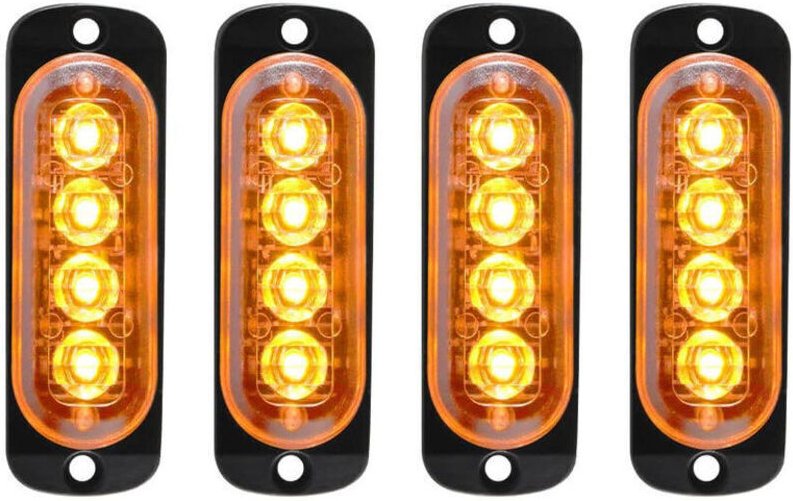 Stück 12–24 V IPX-4 Ultradünne Warnlichtleiste mit Blitzfunktion – 4 LED-Lichtleiste für Transporter, LKW, Bagger, Gabel...