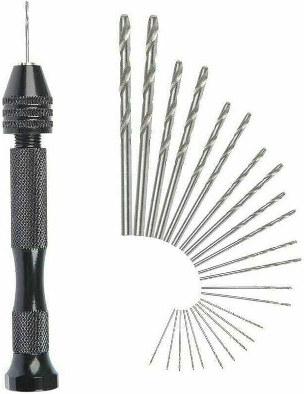 MIni perceuse main Twist Drill Bits +25 micro forets hlicodaux sans fil en Aluminium Pin Vise Outils Rotatifs forets hli...