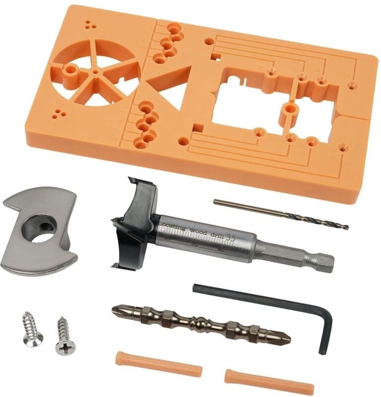 35-mm-Scharnierbohrlehre, Holzbohrer mit Sechskantgriff, Bohrführungs-Locator-Lochöffner zum Stanzen von Holzprodukten -...