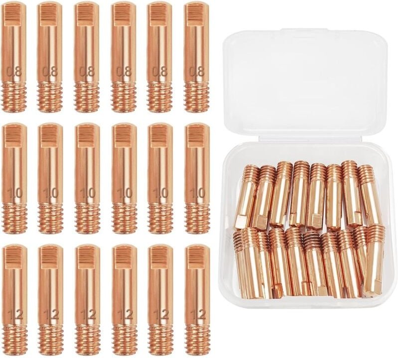 18-teilige MIG-Schweißdüsen 0,8 mm/1 mm/1,2 mm Zufuhrdüse für 15AK MIG/MAG-Schweißgerät – Kupferleitfähiges Düsenset für...