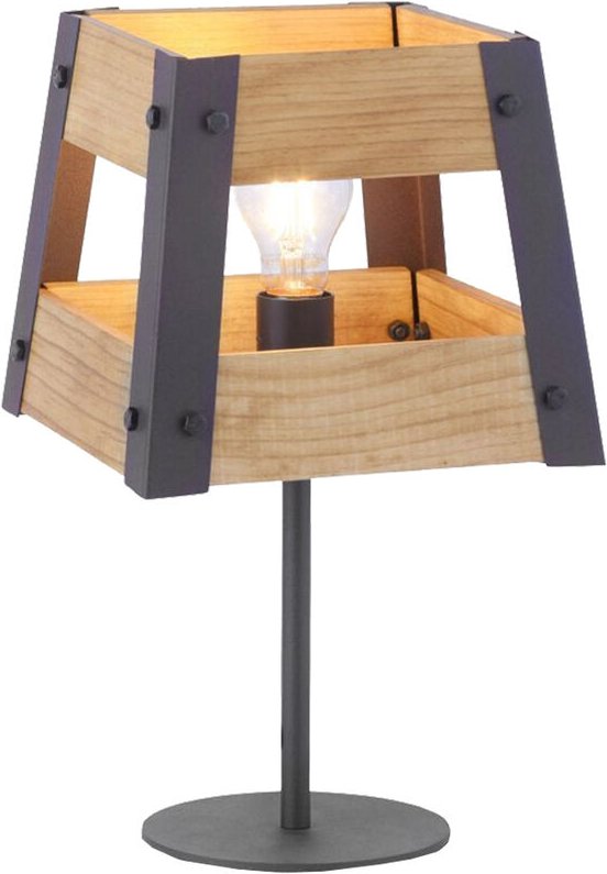 Leuchten Direkt - Retro Schreib Nacht Tisch Leuchte Holz Eisen Lese Lampe Schlaf Wohn Zimmer Beleuchtung