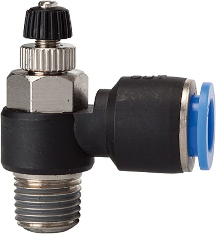 Drosselrückschlagventil »Blaue Serie«, Abluftdros., R3/8 a. Ø10mm - Riegler