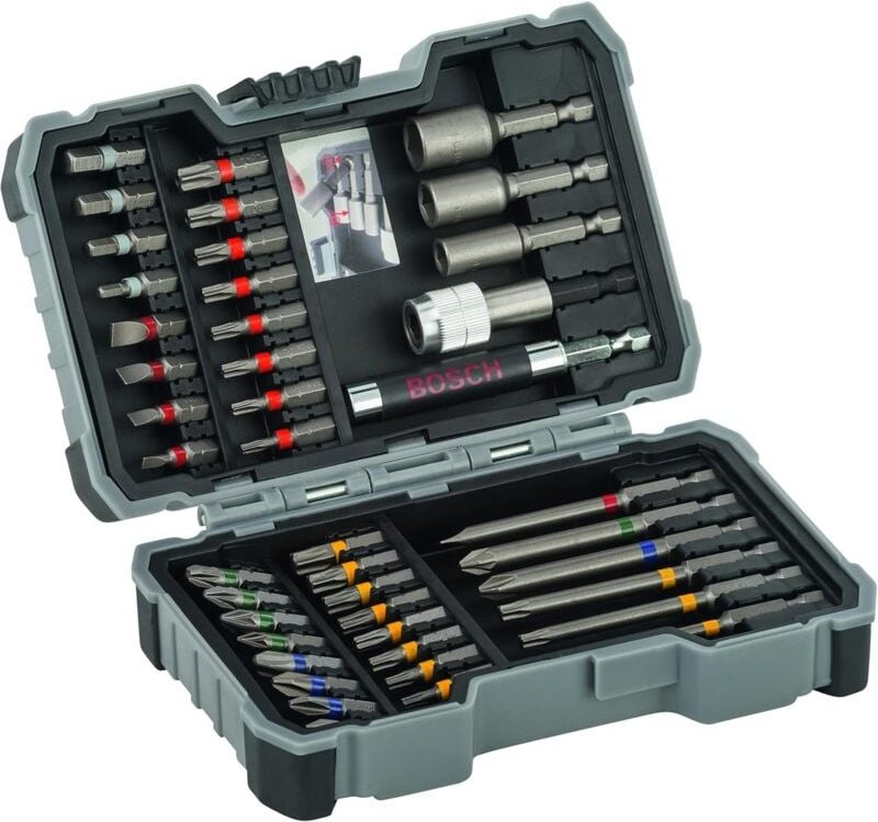 Bosch Professional 43-teilige Extra Hard Schrauberbit-Sets (ph, pz, sl, t, TH-Bit, Hammer und Schraubendreher-Zubehör)