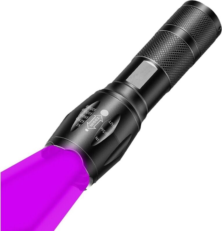 UV-Taschenlampe, Ultraviolett-Taschenlampe mit Schwarzlicht 365 nm und 395 nm, zoombarer UV-Taschenlampen-Haustierurin-D...