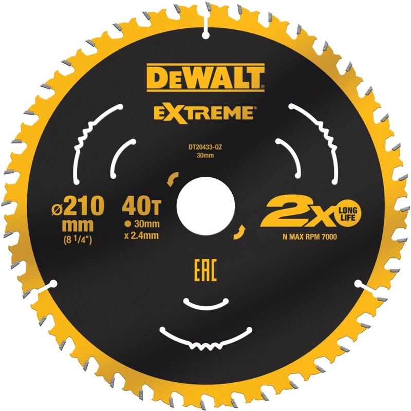 Zubehör - Sägeblatt Holz, 210x30 mm, 44 Zähne DT20433 - Dewalt