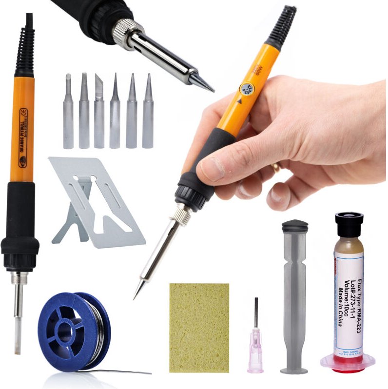 Rosfix Orange Pitbull OP60W – Präzisionslötstation 60W, 200-450°C, Potentiometer Für Elektronikarbeiten, Inkl. 6 Lötspit...