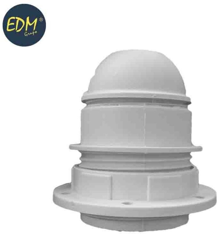 EDM - Weiße Lampenfassung mit Halbgewinde E27 + Unterlegscheibe (eingeschweißt)