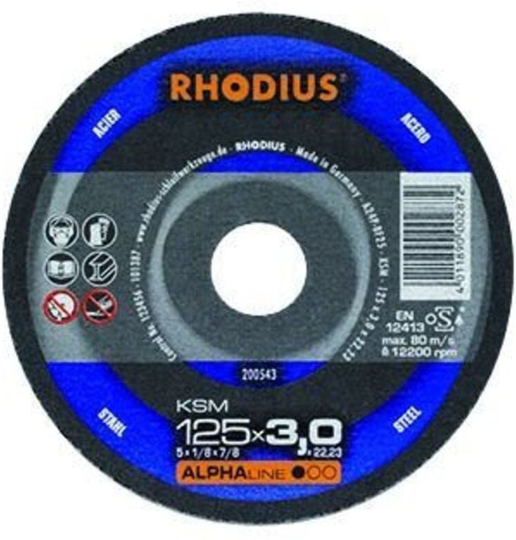 Rhodius Freihandtrennscheibe KSMK Stahl Ø 125 mm Bohrung 22,23 mm 10 Stück für Winkelschleifer