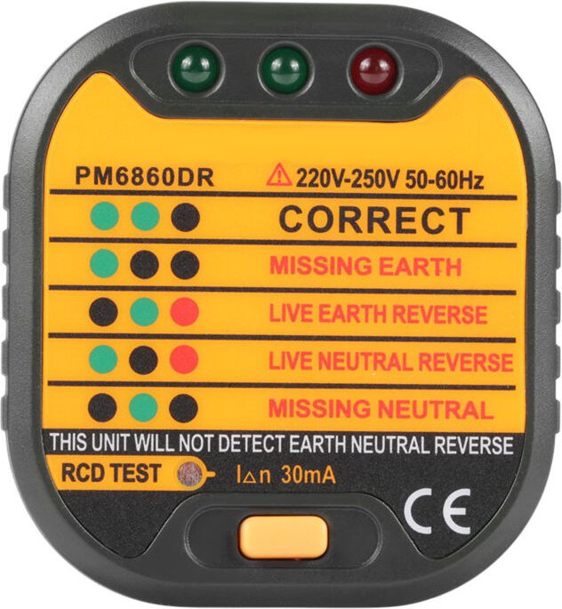 Zoternen - Automatischer uk/us/eu 50-60 Hz Steckdosentester für den Heimgebrauch PM6860DR (EU-Stecker)