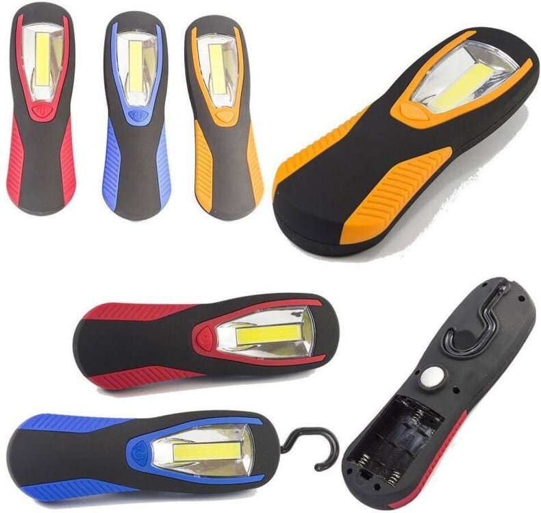 Trade Shop Traesio - Trade Shop - lampada portatile led cob striscia led cob calamitata mit gancio 3 watt -