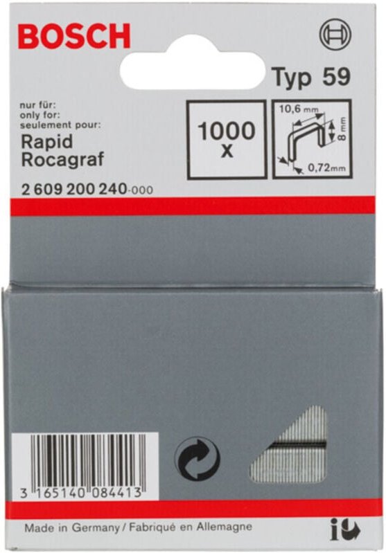 1.000x Feindrahtklammer Typ 59, 10,6 x 0,72 x 8 mm - 2609200240 - Bosch