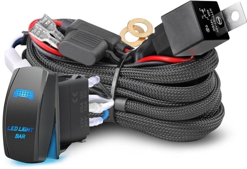 Kabelbaum-Set mit 1 Ader, LED-Lichtleisten-Kabelbaum-Kit für Nebelscheinwerfer, Offroad-Fahrscheinwerfer, Arbeitsscheinw...
