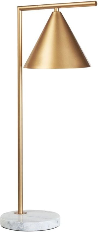 Tischlampe Gold Metall 65 cm Marmorfuß Metallschirm Kegelförmig Langes Kabel mit Schalter Modern Schlaf- u. Wohnzimmer A...