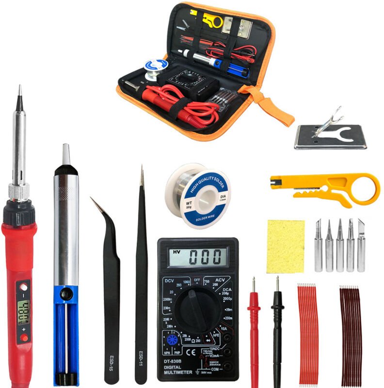 80-W-Digital-Lötkolben, 110 V, einstellbare Temperatur, LCD-Display, Lötkolben-Werkzeugset