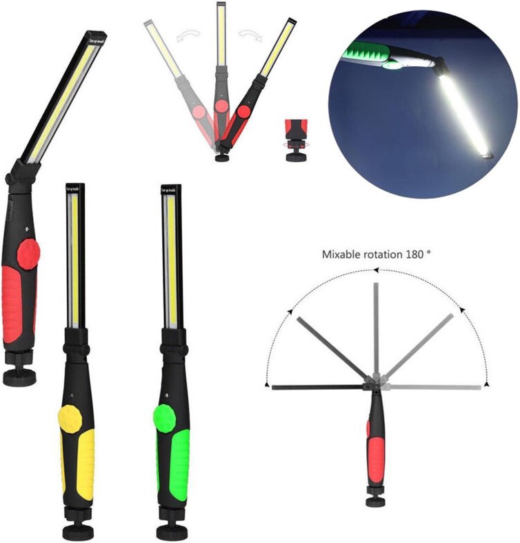 Tragbare,wiederaufladbare,schlanke,verstellbarecob-Led-Taschenlampemitmagnetischerarbeitslampe