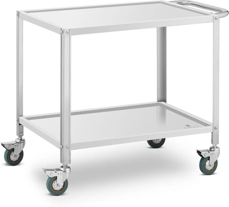 Royal Catering - Servierwagen Edelstahl 2 Borde zu 80 x 57 300 kg statische Traglast Küchenwagen