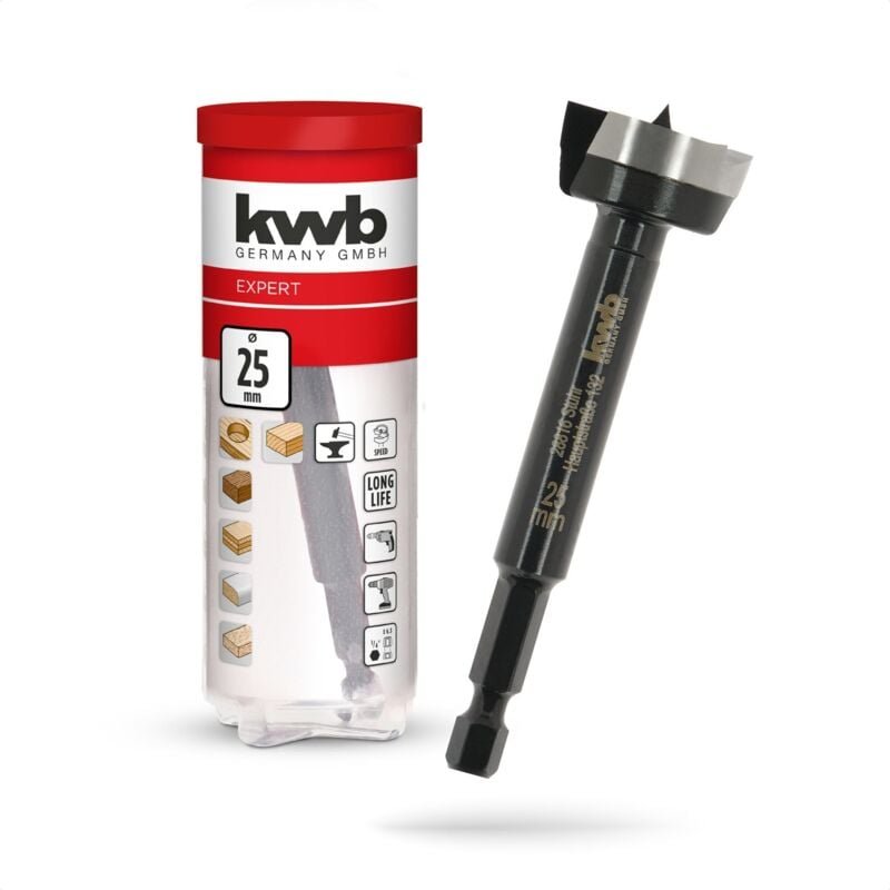 Forstnerbohrer, ø 25 mm, Topfbohrer (für Holz, geschmiedeter Bohrkopf, Spezialanschliff, schnelle, ausrissfreie Bohrlöch...