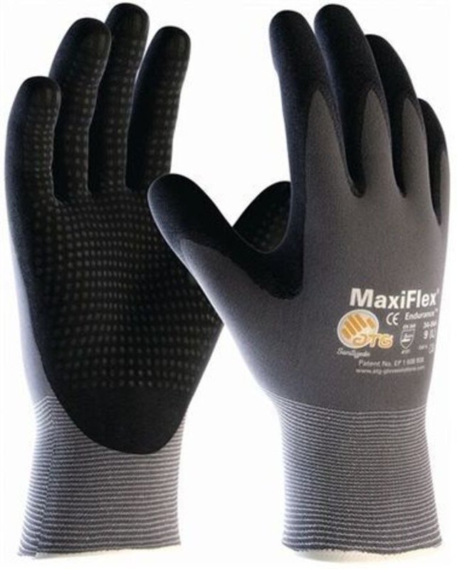 ATG Montage-Handschuh Maxiflex Endurance Gr. 10 Nitril-Noppen grau/schwarz 34-844