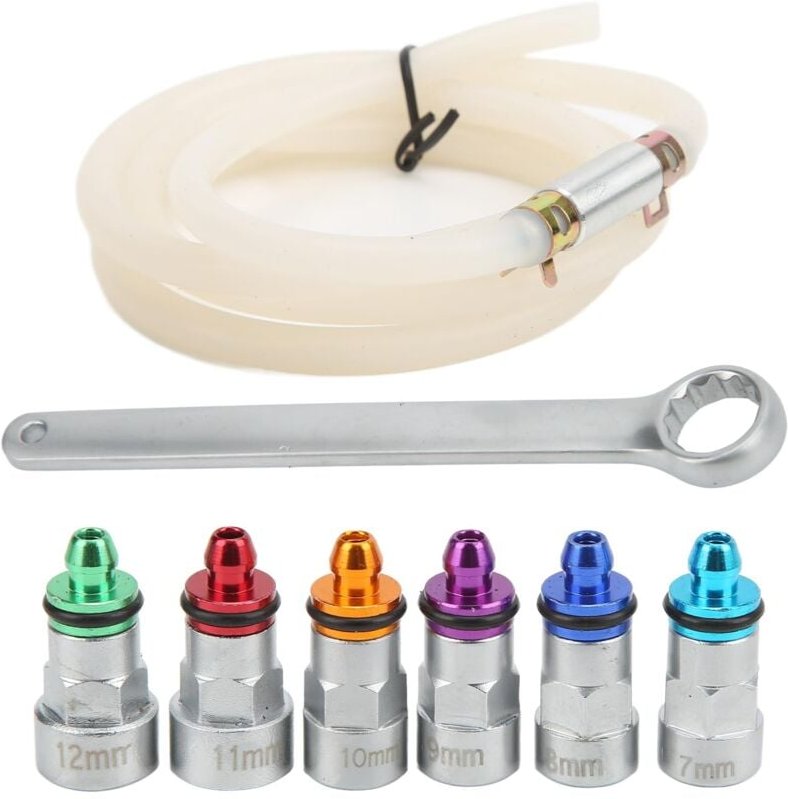 Thumbnail - Ej.life - Akozon Bremsenentlüfter-Kit, 7–12 Mm Bremsenentlüfter-Schlüssel-Kit, Metall, Gummi, 6 Adapter, 1 Ablassschlauc...