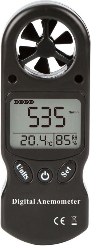 8-in-1 Tragbares digitales Anemometer – Windgeschwindigkeit/Temperatur/Luftfeuchtigkeit/Windchill/Hitzeindex/Taupunkt/Lu...
