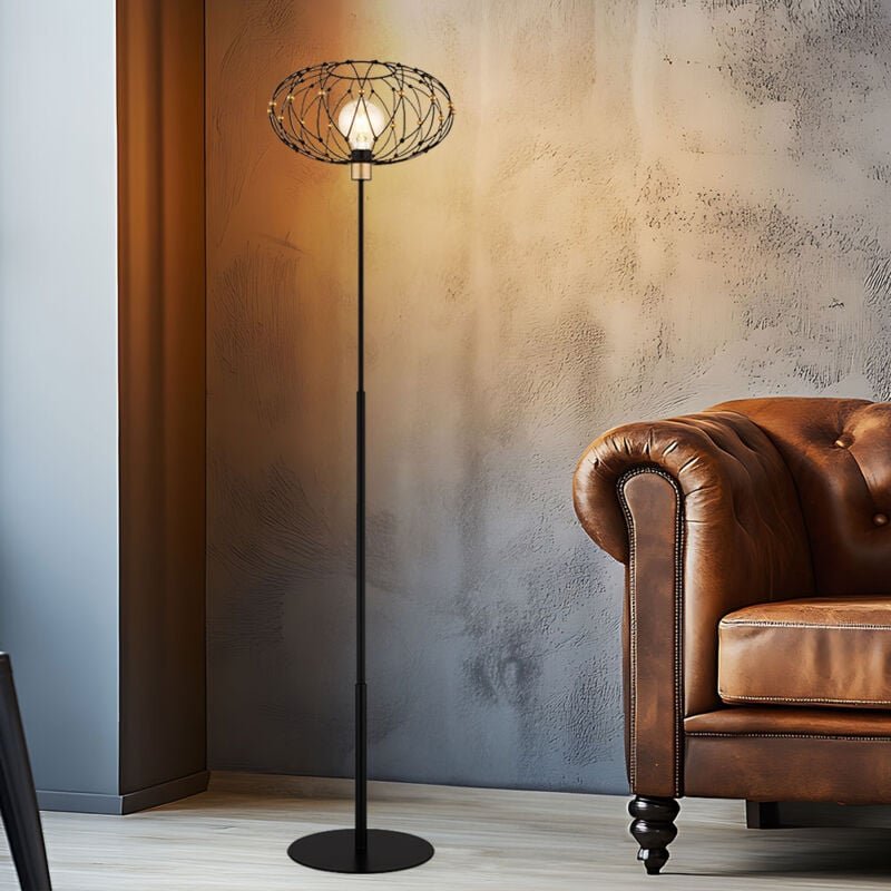 Globo Lighting - Stehlampe Standlampe Stehleuchte gold Wohnzimmerlampe 1 flammig Beistelllampe, Metallgeflecht, 1x E27 F...