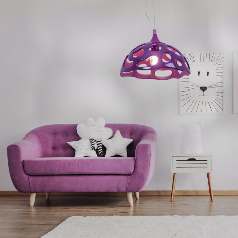 Pendellampe led Hängeleuchte Esstischlampe purple Küchenlampe, Kunststoff lila, 7W 560lm warmweiß, DxH 38x110 cm