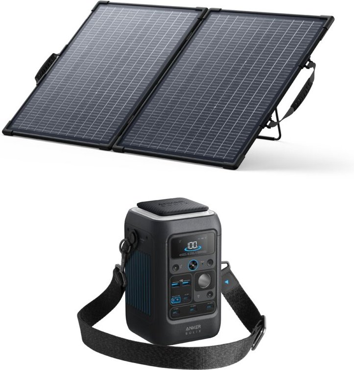 Kit Batterie Anker SOLIX C300X DC mit Bifaziales Solarpanel 100 W (0% MwSt)