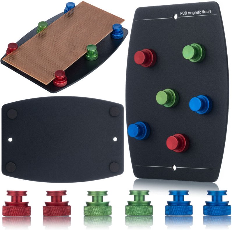 Magnetischer Montagehalter aus Metall zum Löten von Leiterplatten (Platine + 6x Magnet)