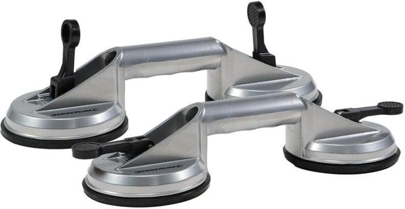 Silverline - 2er Set Vakuum Doppel-Saugheber 100kg Hebekraft mit Alugriff Sauggriff Plattenheber