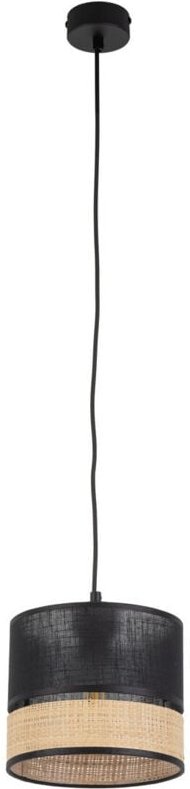TK Paglia Schlanke Pendel-Deckenleuchte Schwarz, Rafia 1xE27