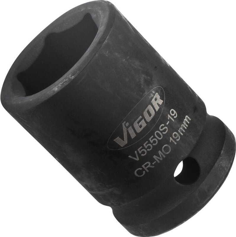 Vigor - Schlagschrauber Steckschlüsseleinsatz ∙ kurz ∙ V5550S-19 ∙ 1/2 Zoll (12,5 mm) Vierkant hohl ∙ Außen Sechskant Pr...