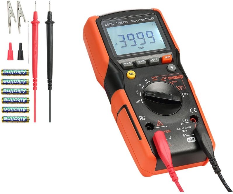 Mophorn Digitalmultimeter, 4000-Zähl-TRMS-Messgerät, Spannungs- und Widerstandstester für AC/DC bis 1000 V mit umschaltb...