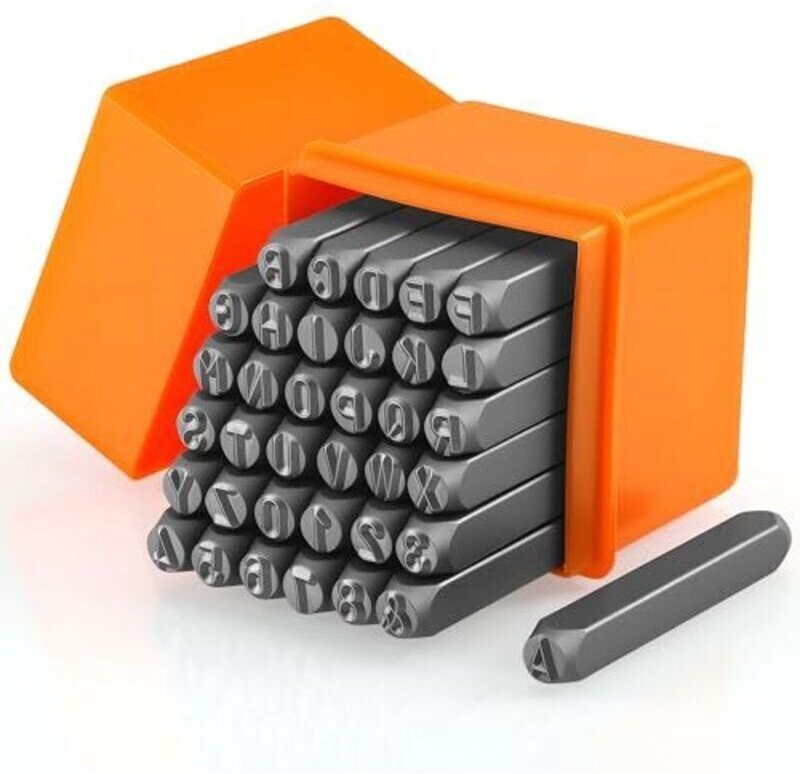 36-teiliges Stempelset mit Zahlen und Buchstaben, 6 mm robustes Metallstempelset, Buchstaben (AZ, 0–9, &), Metallstempel...