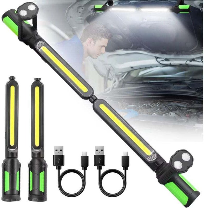 Vtizikl Lampes de travail LED rechargeables,,2400LM Lampe Rechargeable,4400mAh Lampe de Travail avec Crochets et Base Ma...