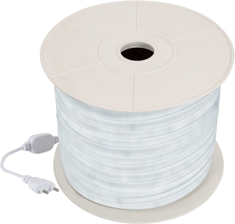LED-Streifenrolle Neon Dimmbar 220V 50m Kaltweiß Rund 360° 9W/m Schnitt 100cm IP67 Kaltweiß